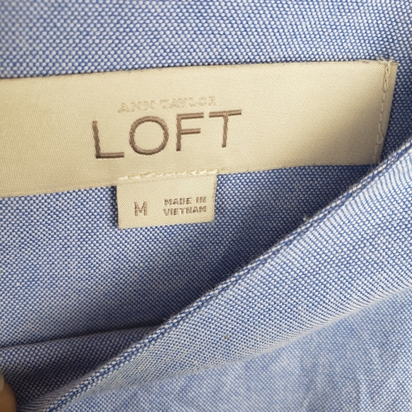 Loft Striped Long Sleeve Blue and Black Dress Sz M - Picture 3 of 9